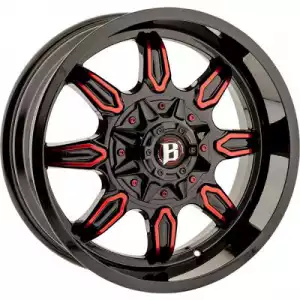 Ballistic Wheels 670 Rampage Painted Gloss Black with Machined Accents 670290267-12GBMRD